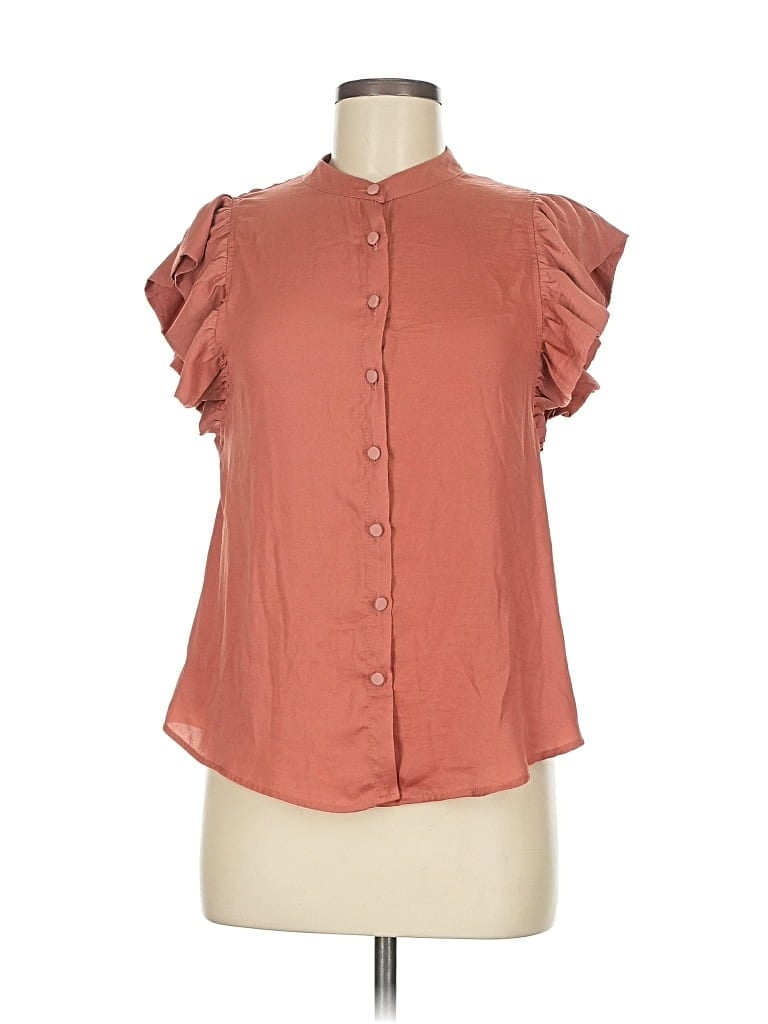 Pre-owned Blu Pepper Short Sleeve Blouse In Orange