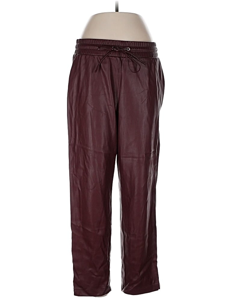 Pre-owned Ann Taylor Loft Faux Leather Pants In Burgundy