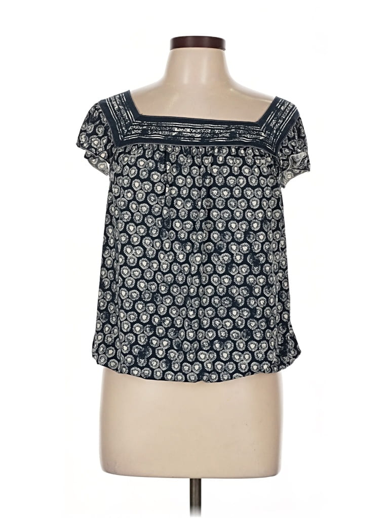 Pre-owned Max Studio Short Sleeve Top Blue Square Neckline Tops