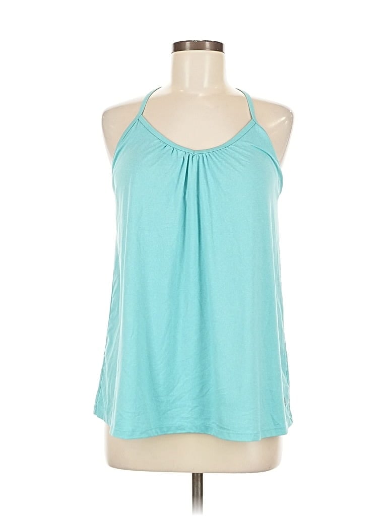Pre-owned Free Country Tank Top Teal Halter Neckline Tops In Blue