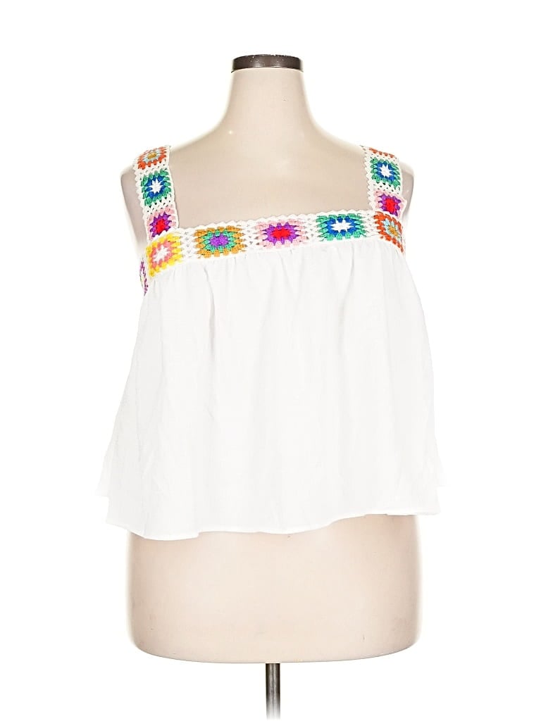 Shein Curve Sleeveless Blouse In White