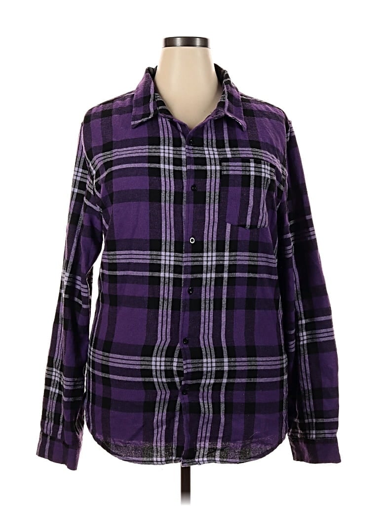 Pre-owned Rue21 Long Sleeve Button Down Shirt In Purple