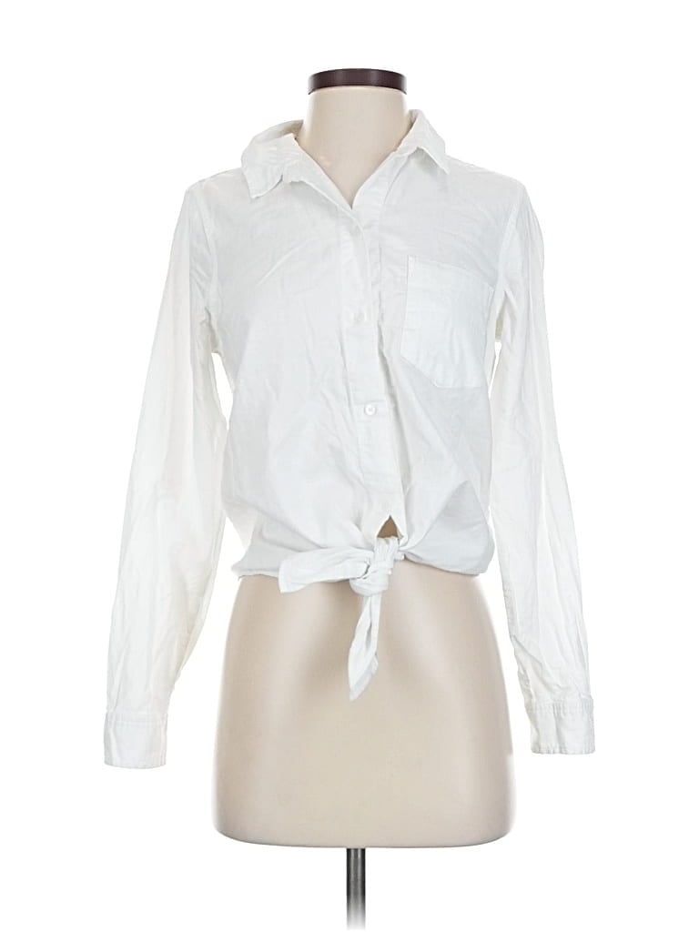 Pre-owned Madewell Long Sleeve Blouse In White