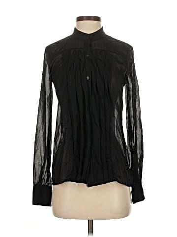 Theory Long Sleeve Silk Top (view 1)