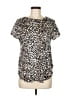 Ann Taylor 100% Polyester Animal Print Black Short Sleeve Blouse Size M - photo 1