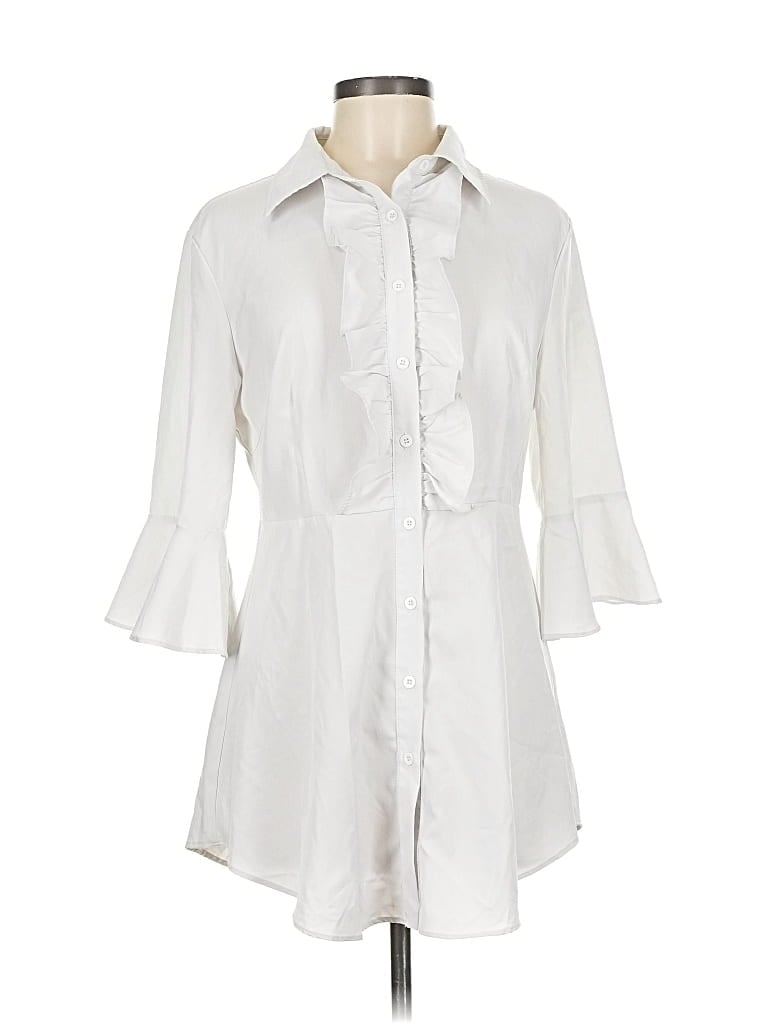 Pre-owned Unbranded 3/4 Sleeve Blouse In White