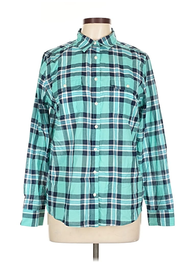 Pre-owned St. John's Bay Long Sleeve Button Down Shirt In Blue