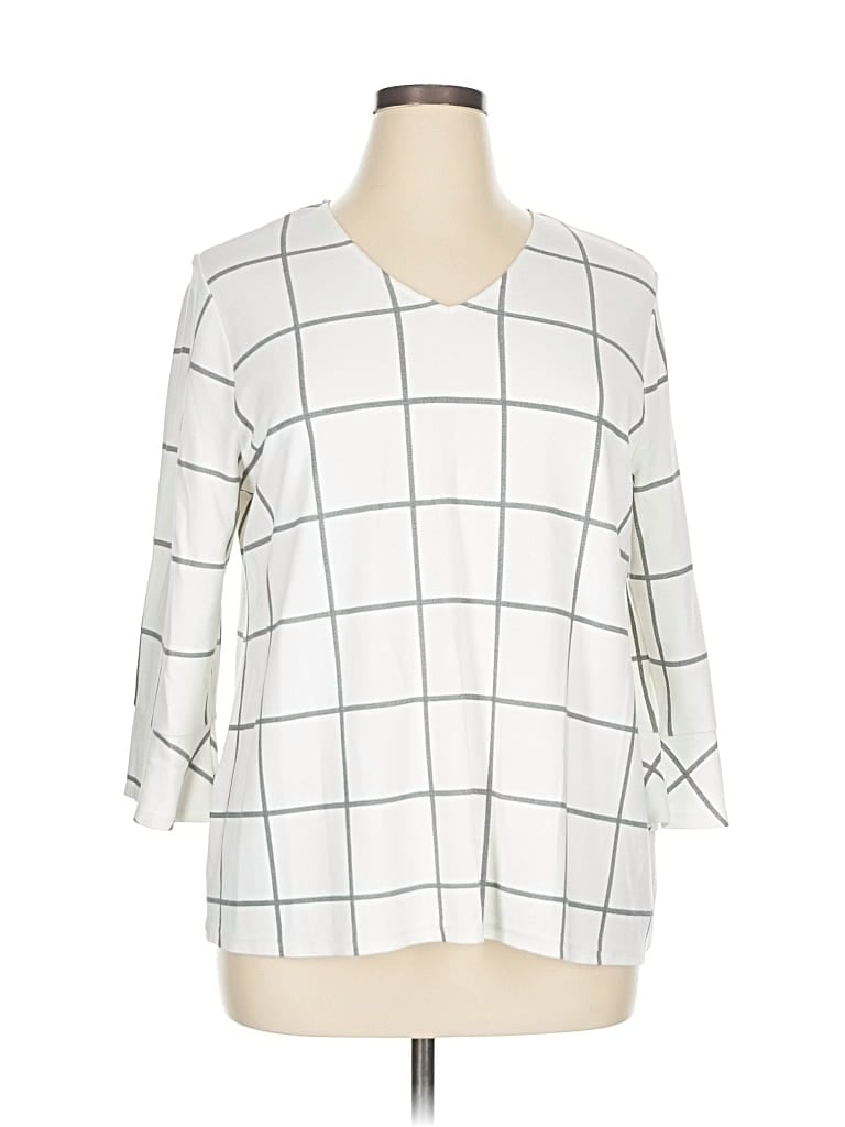 Pre-owned Chico's 3/4 Sleeve T-shirt In White