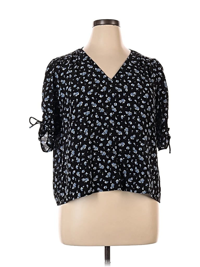 Pre-owned Madewell Short Sleeve Blouse In Black