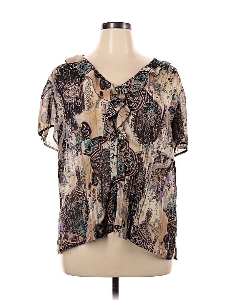 Pre-owned Notations Short Sleeve Blouse In Brown