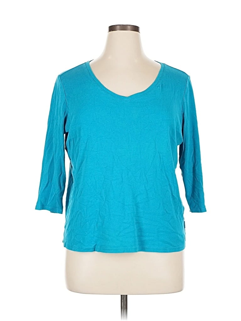 Pre-owned Izod 3/4 Sleeve T-shirt In Blue