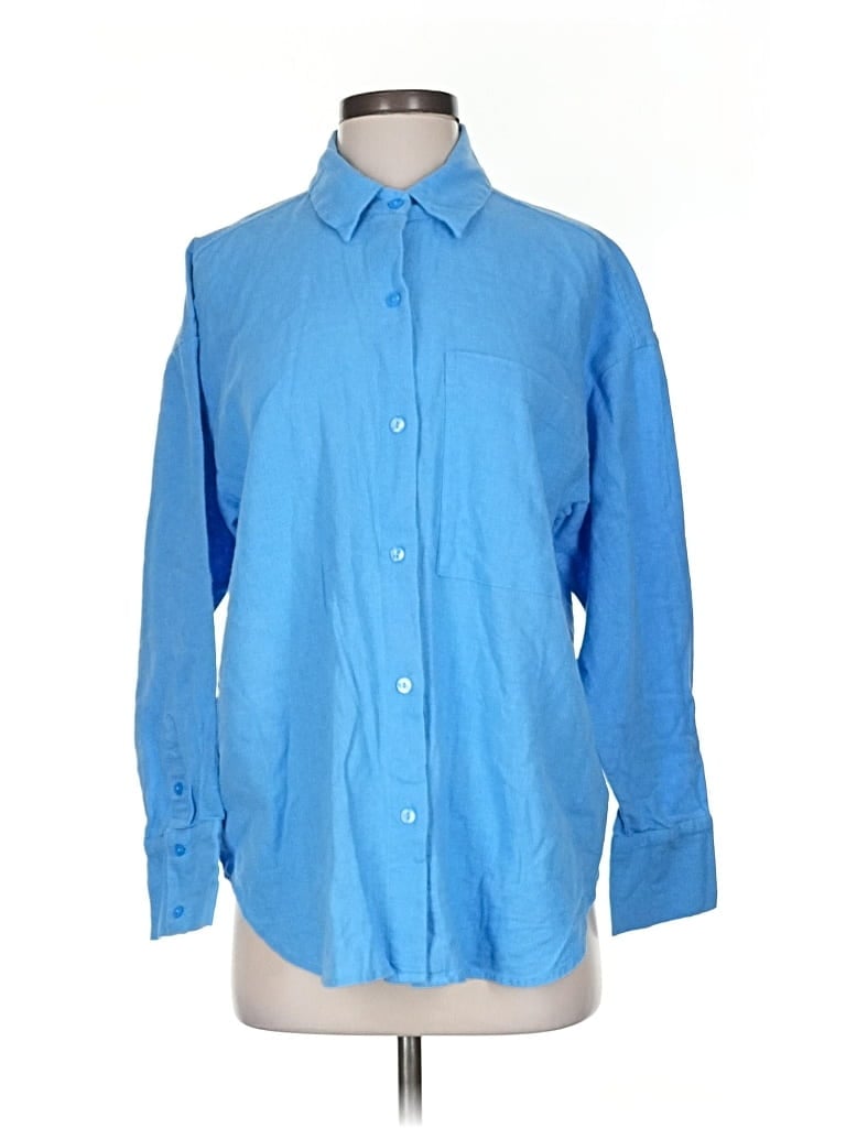 Pre-owned Abercrombie & Fitch Long Sleeve Button Down Shirt In Blue