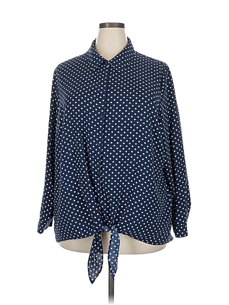 Pre-owned Susan Graver Long Sleeve Blouse In Blue