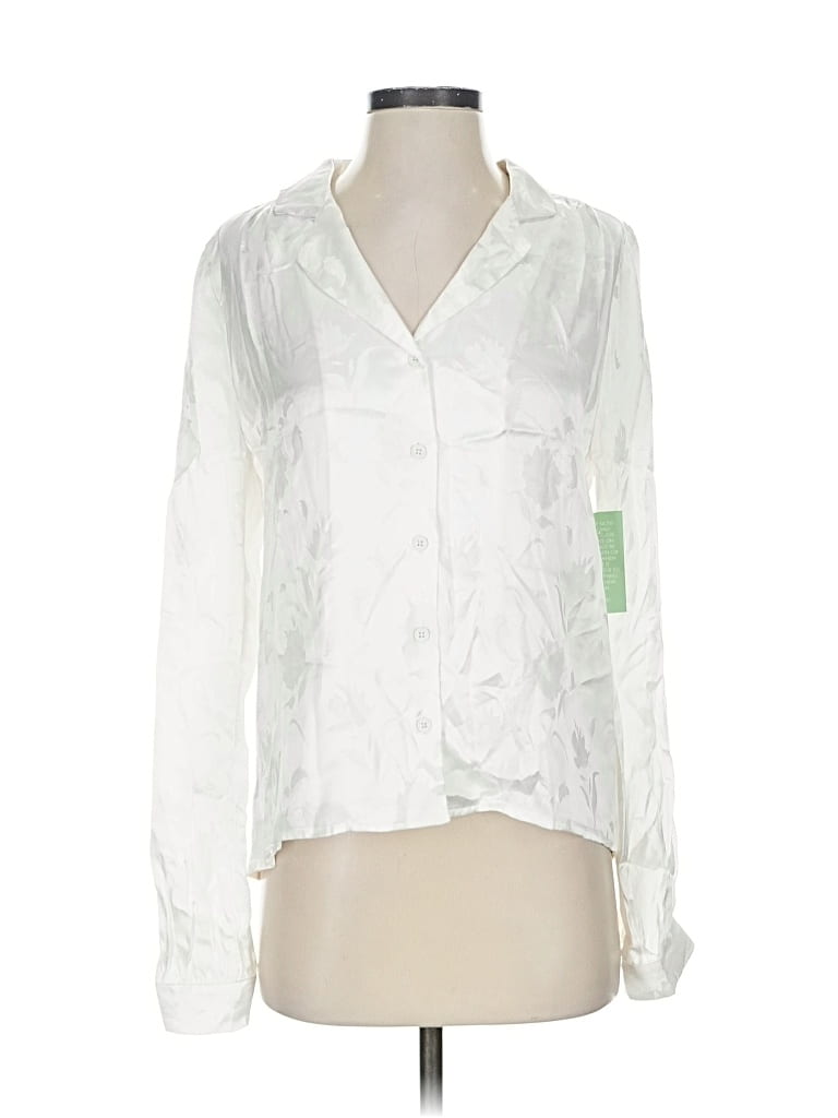 Pre-owned Cotton Candy La Long Sleeve Blouse In White