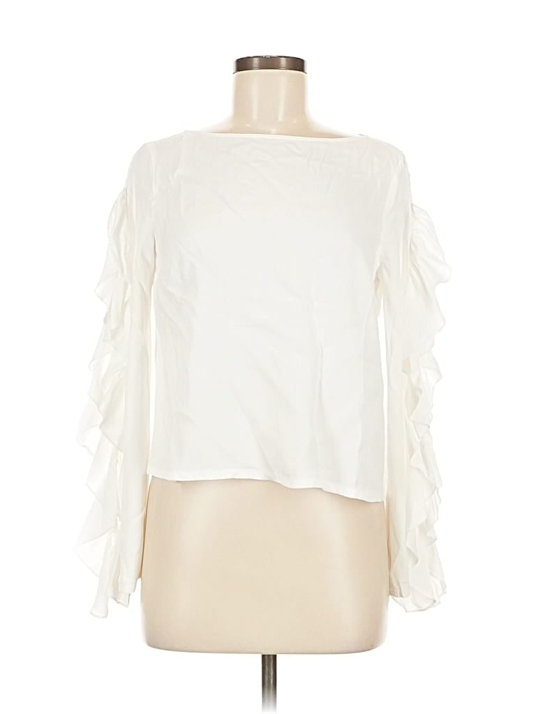 Pre-owned Club Monaco Long Sleeve Blouse In White