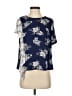 DELFI COLLECTIVE 100% Recycled Polyester Floral Blue Short Sleeve Blouse Size S - photo 1