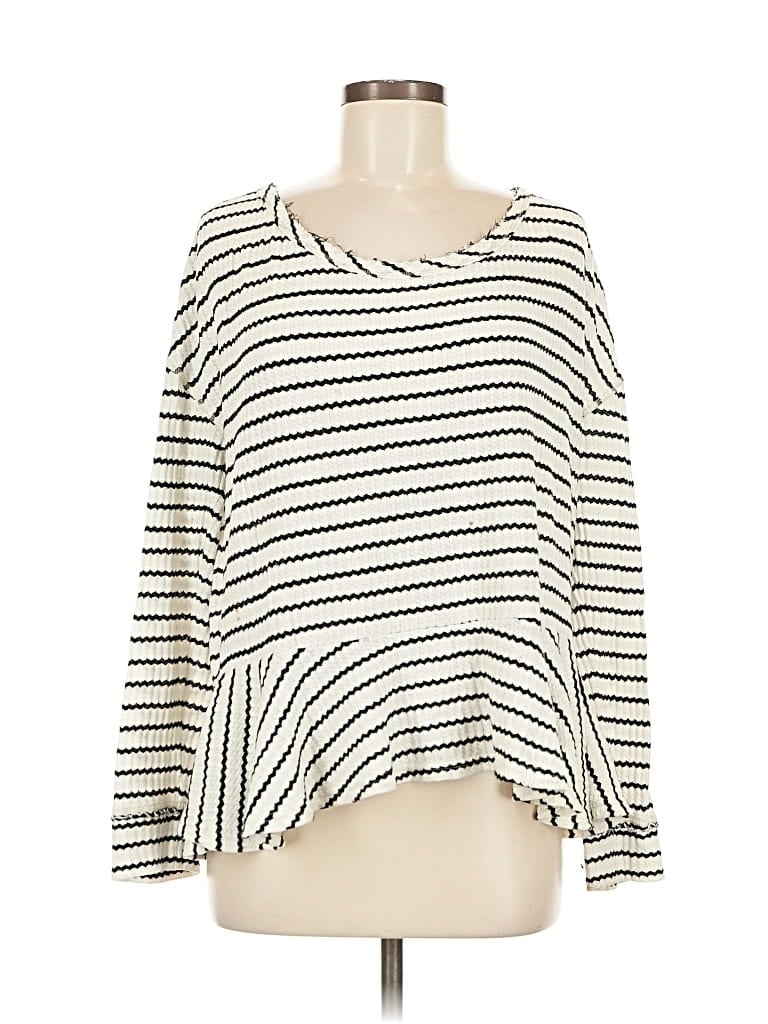 Pre-owned We The Free Long Sleeve Top Ivory Boatneck Tops In White