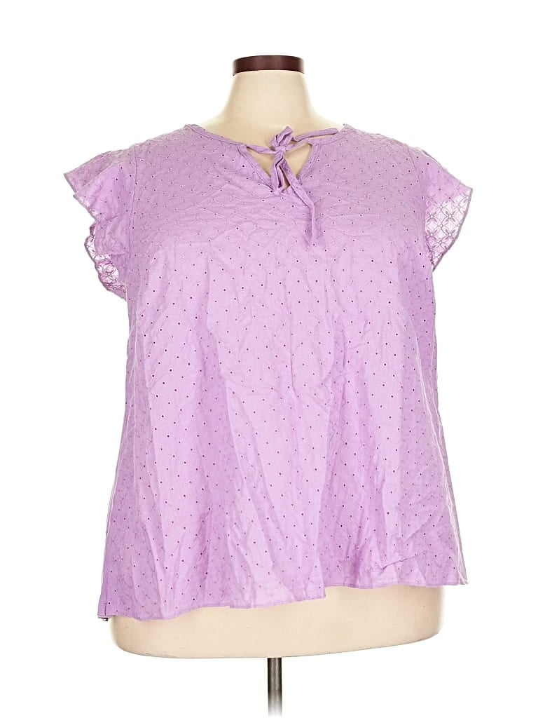 Pre-owned Lane Bryant Short Sleeve Blouse In Purple