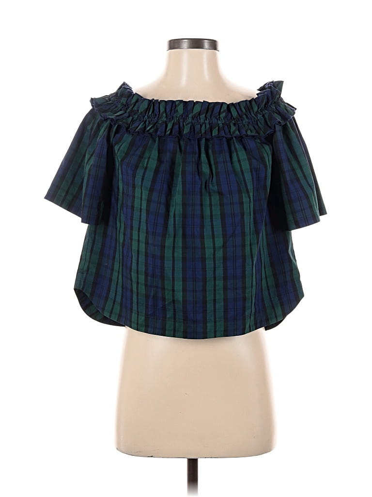 Pre-owned Vineyard Vines Short Sleeve Blouse In Green