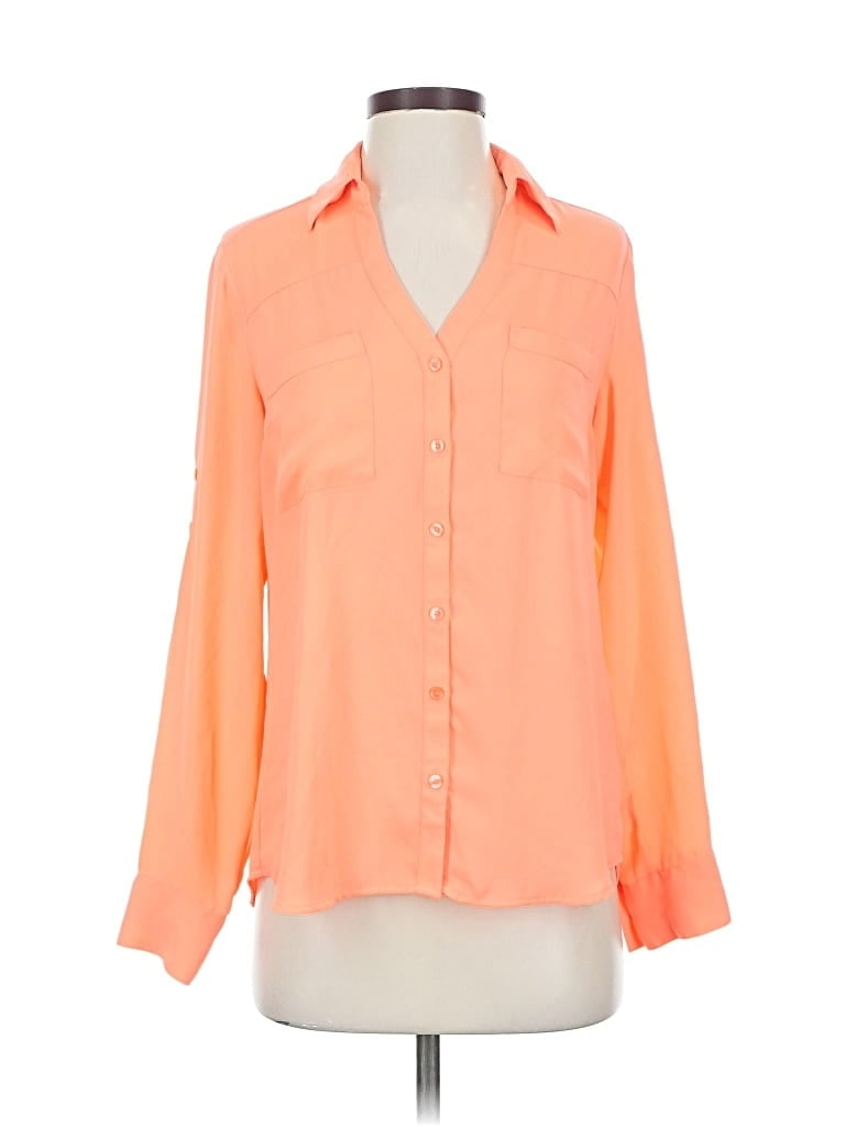 Pre-owned Express 3/4 Sleeve Blouse In Orange