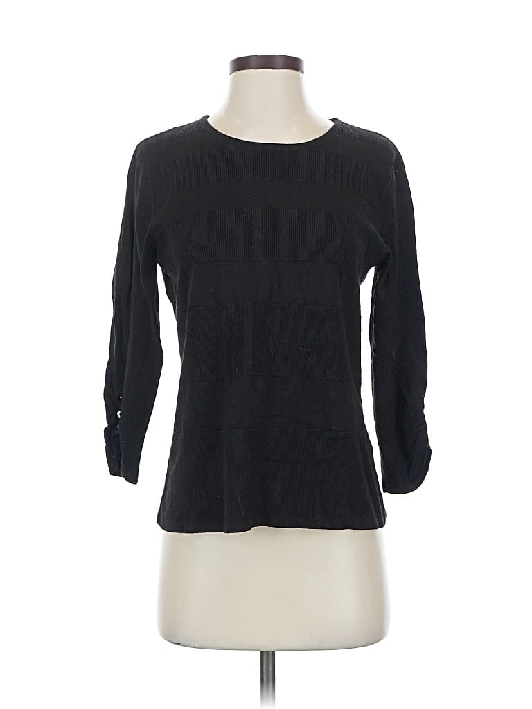 Pre-owned Allison Daley 3/4 Sleeve Top Black Boatneck Tops