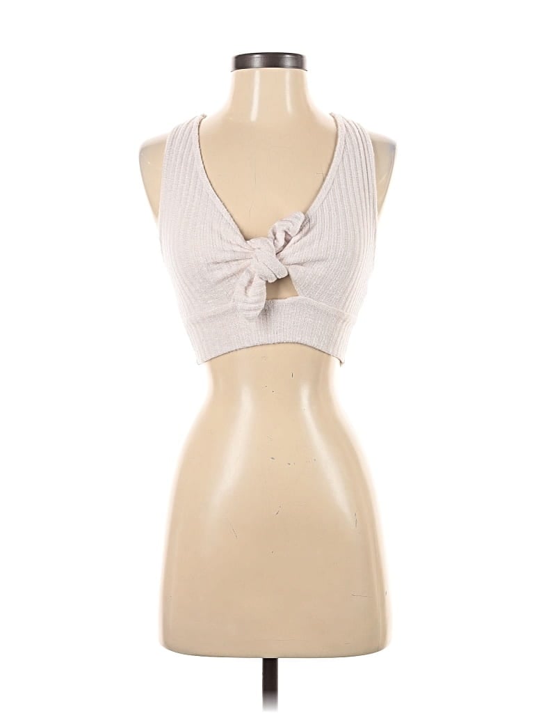 Pre-owned Kimchi Blue Sleeveless Top Ivory Halter Neckline Tops In White