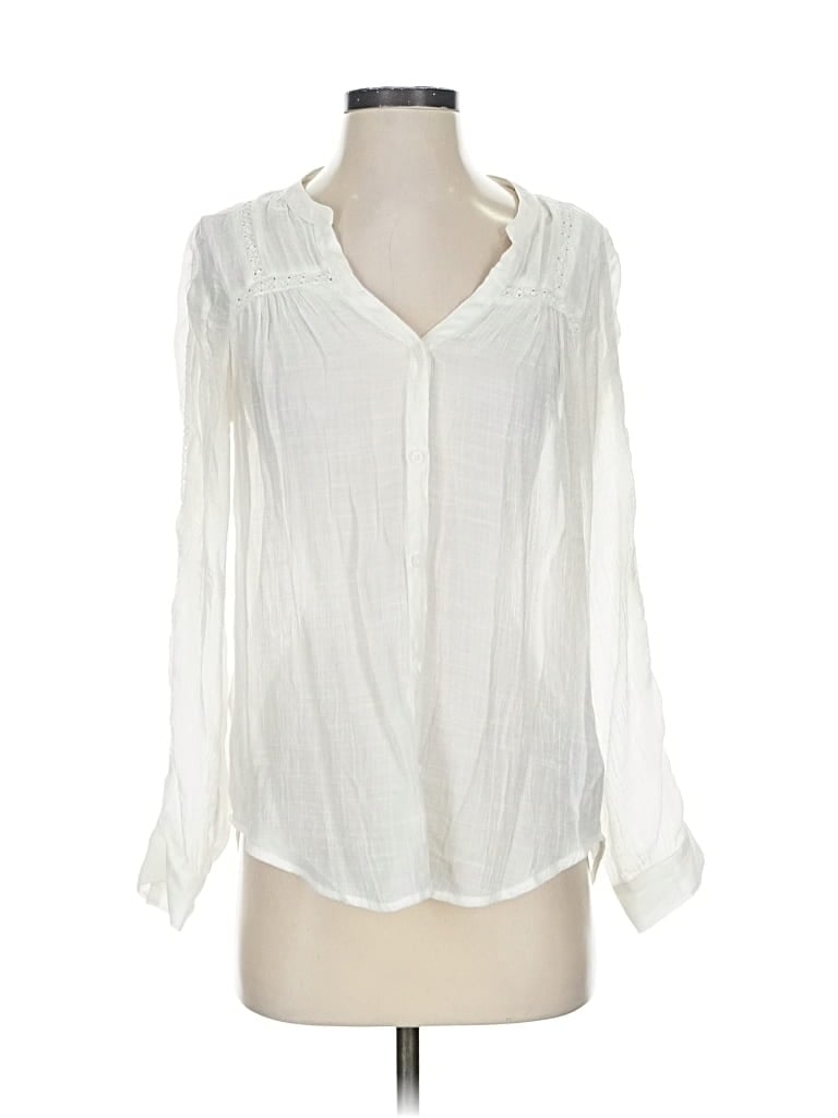 Pre-owned Gap Long Sleeve Blouse In White
