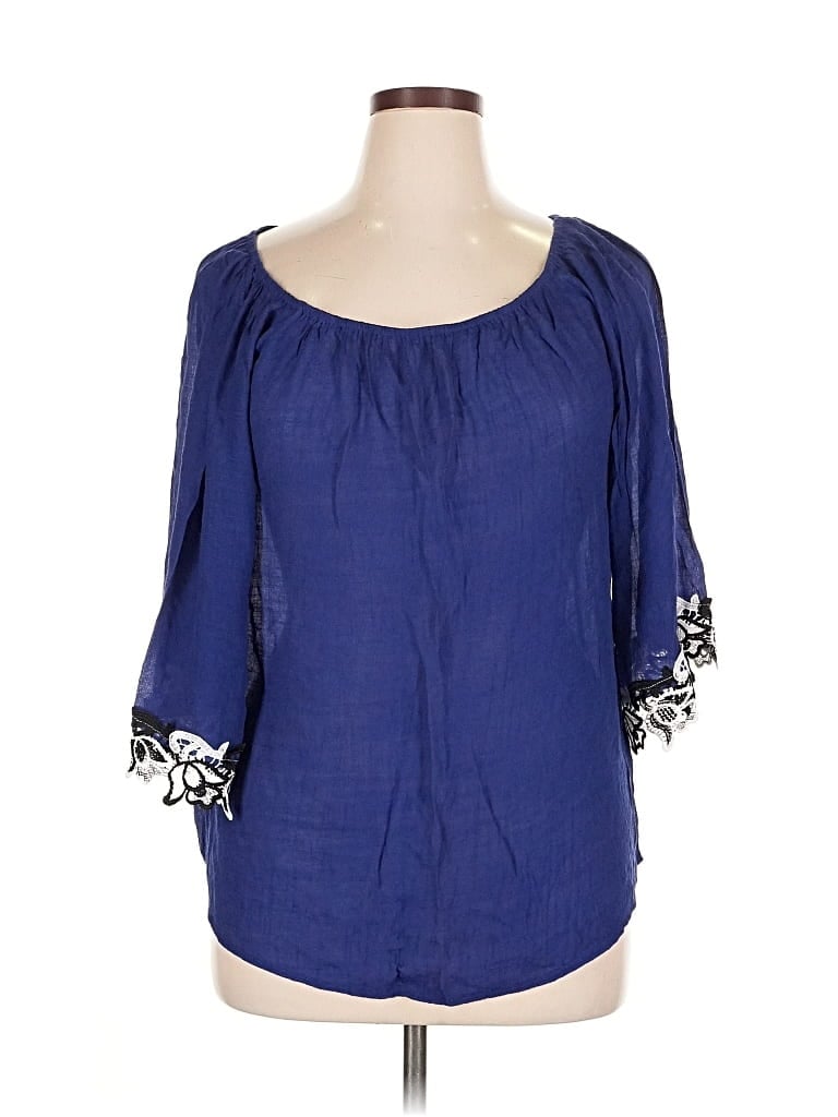 Pre-owned Ashley Blue Short Sleeve Blouse In Blue