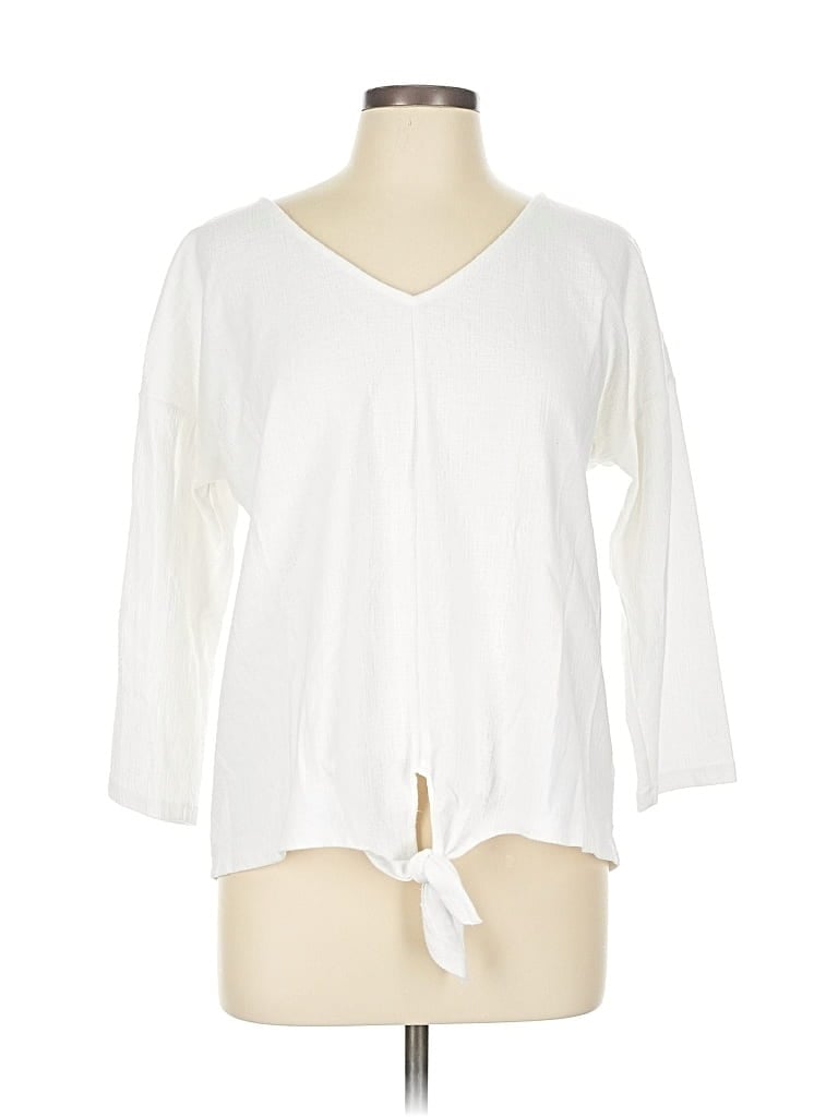 Pre-owned Talbots 3/4 Sleeve T-shirt In White