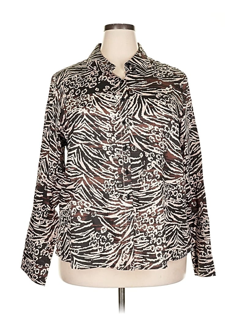 Pre-owned Westbound Long Sleeve Blouse In Brown