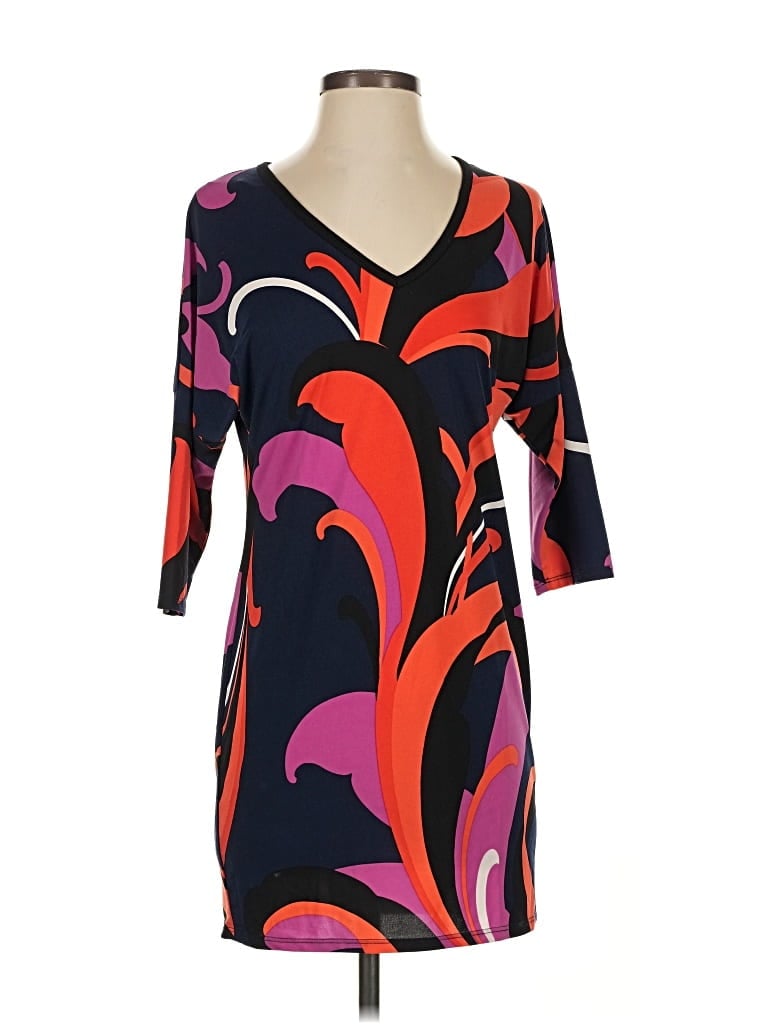 Pre-owned Trina Trina Turk 3/4 Sleeve Top Black V Neck Tops