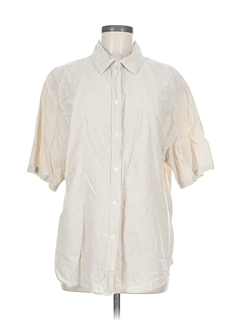 Pre-owned H&m Short Sleeve Button Down Shirt In White