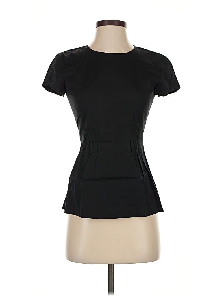 Pre-owned Theory Short Sleeve Top Black Keyhole Neckline Tops
