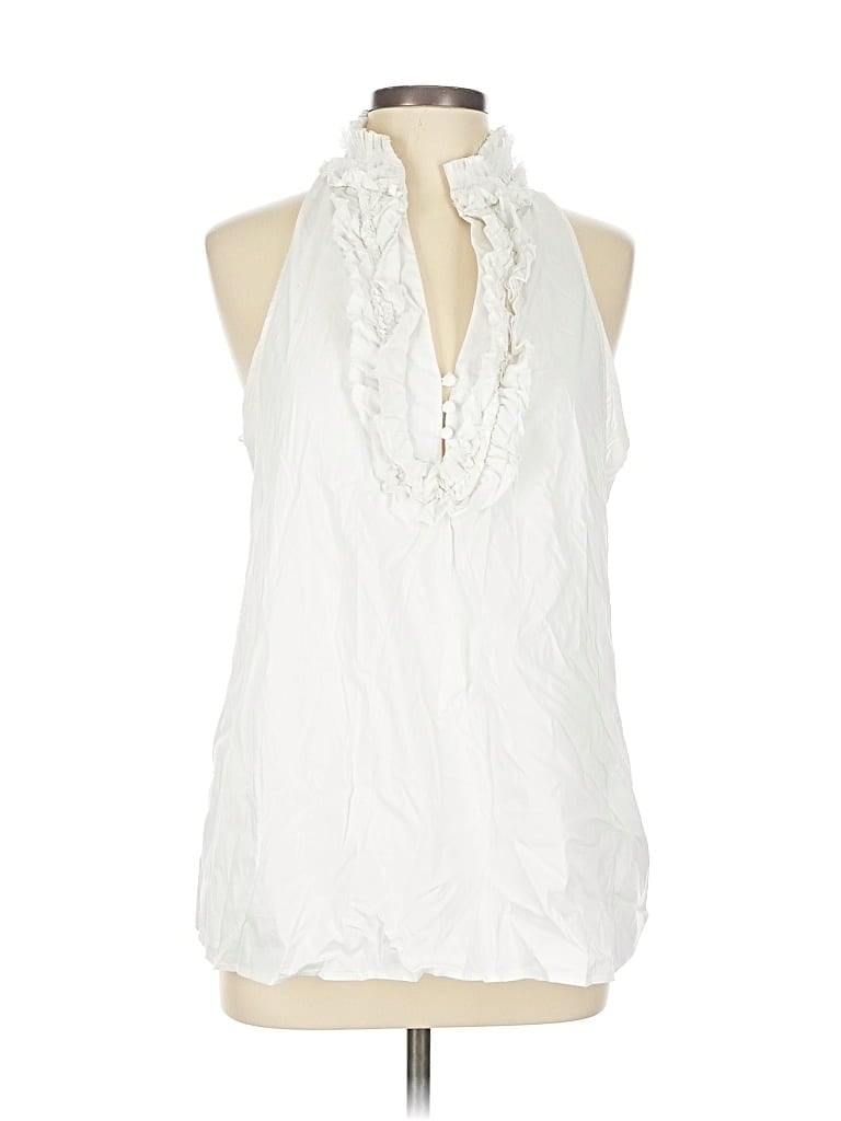 Pre-owned Bcbgmaxazria Sleeveless Blouse In White