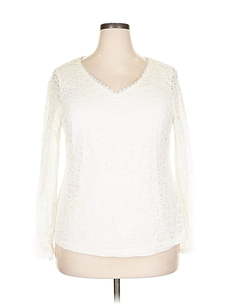 Pre-owned Agnes Orinda Long Sleeve Blouse In White