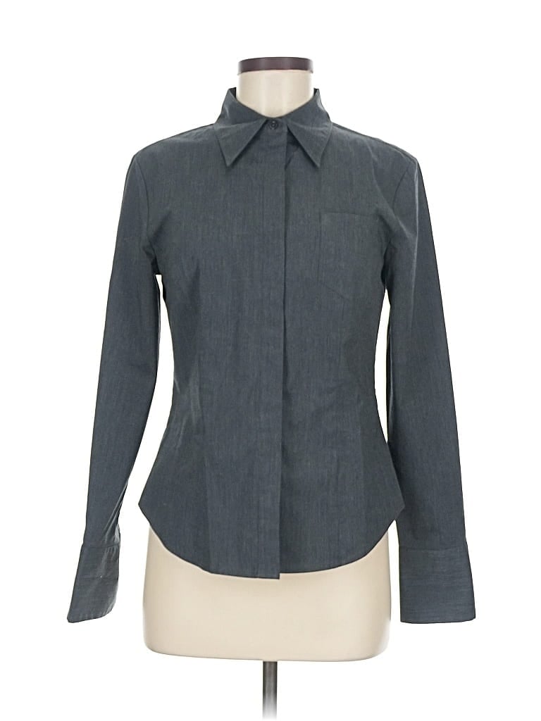 Pre-owned Express Long Sleeve Button Down Shirt In Gray