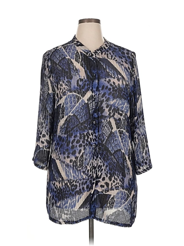 Pre-owned Travelers By Chico's 3/4 Sleeve Blouse In Blue