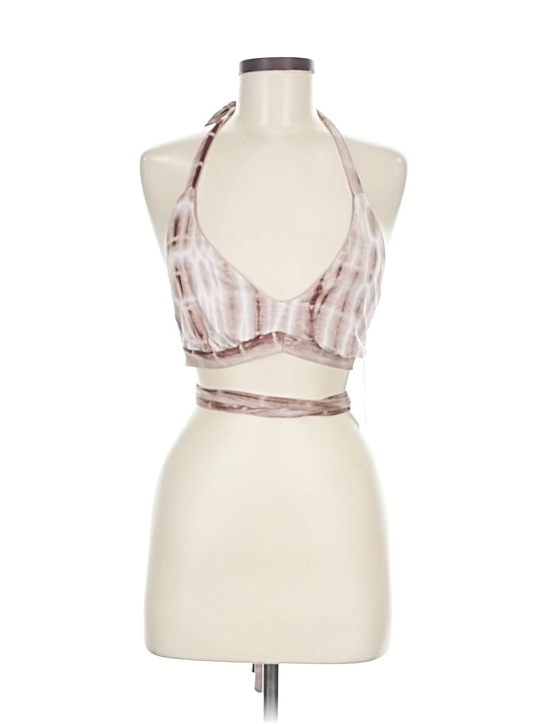 Shein Tank Top Brown Halter Neckline Tops In Neutral