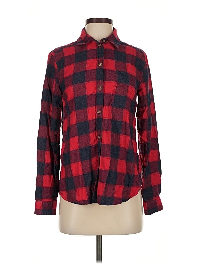 Pre-owned American Eagle Outfitters Long Sleeve Button Down Shirt In Red