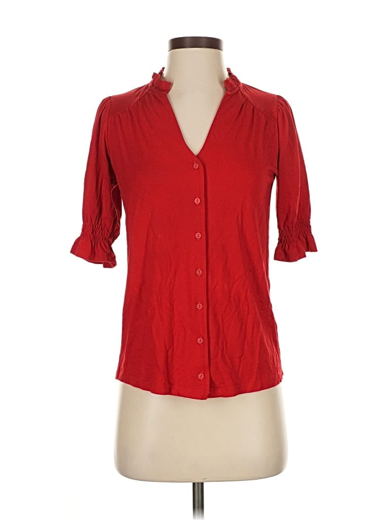 Pre-owned Baukjen Short Sleeve Blouse In Red