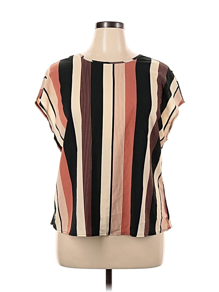 Pre-owned Shein Curve Short Sleeve Blouse In Brown