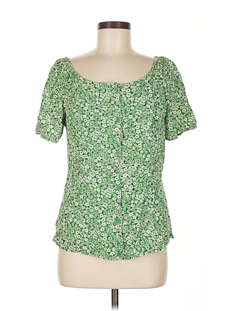 Pre-owned Beachlunchlounge Short Sleeve Blouse In Green
