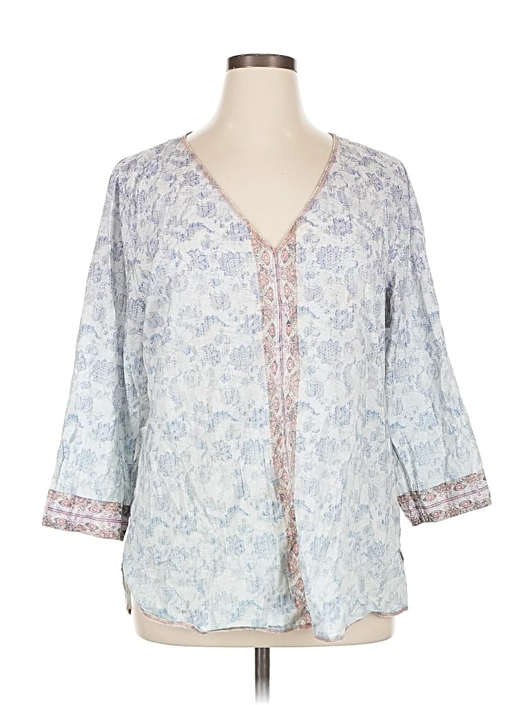 Pre-owned Assorted Brands 3/4 Sleeve Blouse In Blue