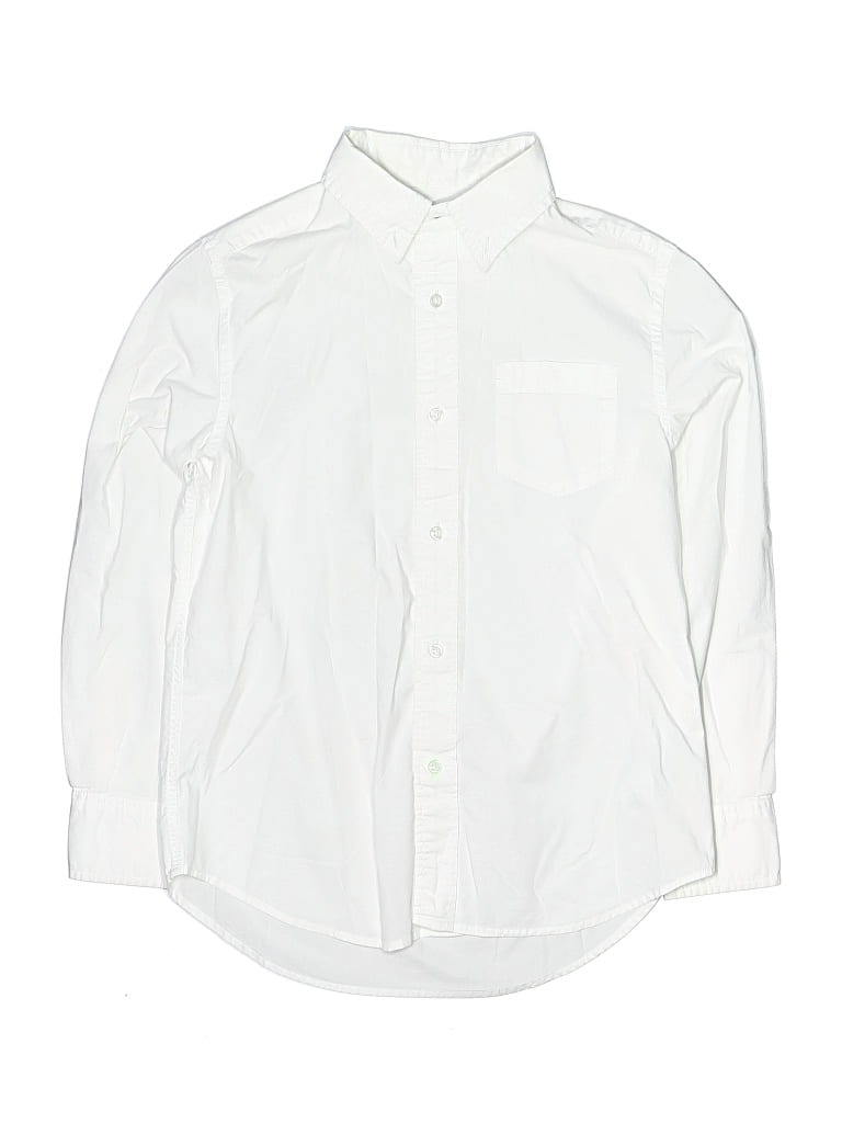Pre-owned Crewcuts Kids' Long Sleeve Button Down Shirt In White