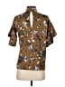 Ann Taylor 100% Polyester Floral Brown Short Sleeve Blouse Size XS - photo 2