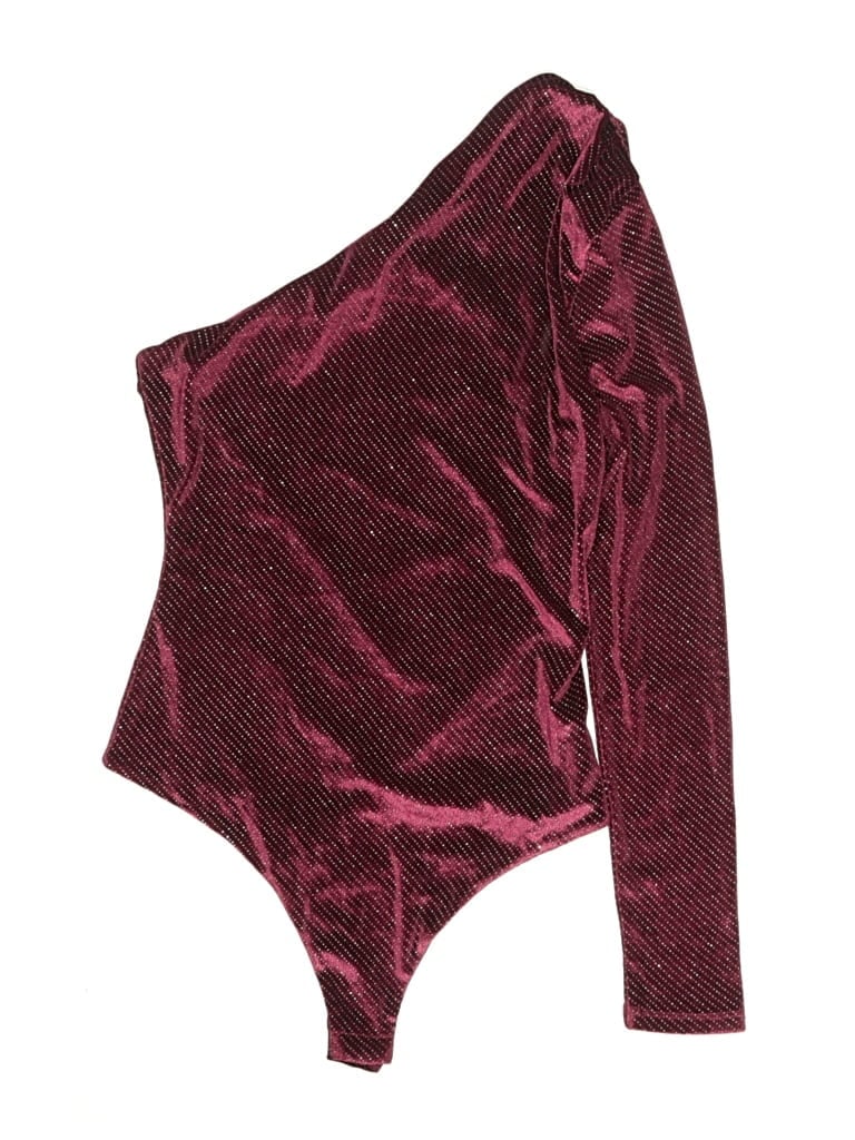 Pre-owned Lovers & Friends Bodysuit In Burgundy