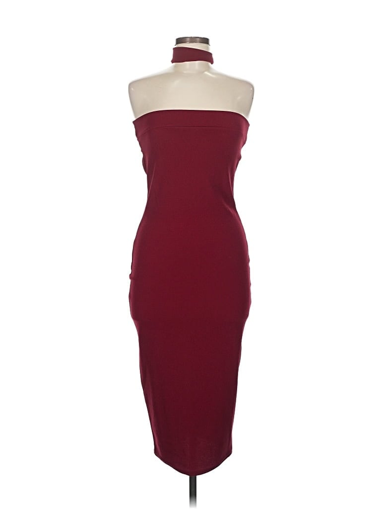 Pre-owned Boohoo Cocktail Dress In Burgundy