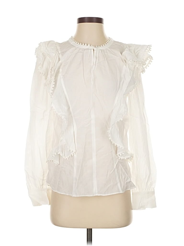 Pre-owned Ann Taylor Long Sleeve Blouse In White