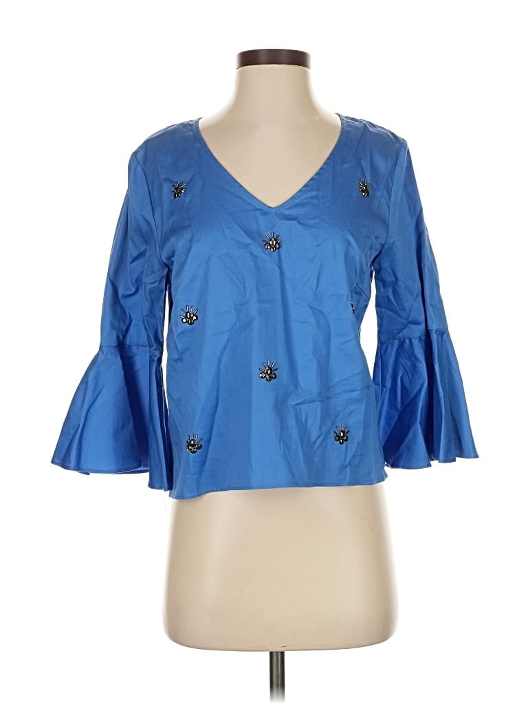 Pre-owned Jane And Delancey 3/4 Sleeve Blouse In Blue