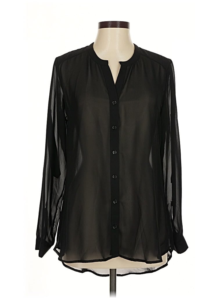 Pre-owned G By Giuliana Rancic Long Sleeve Blouse In Black